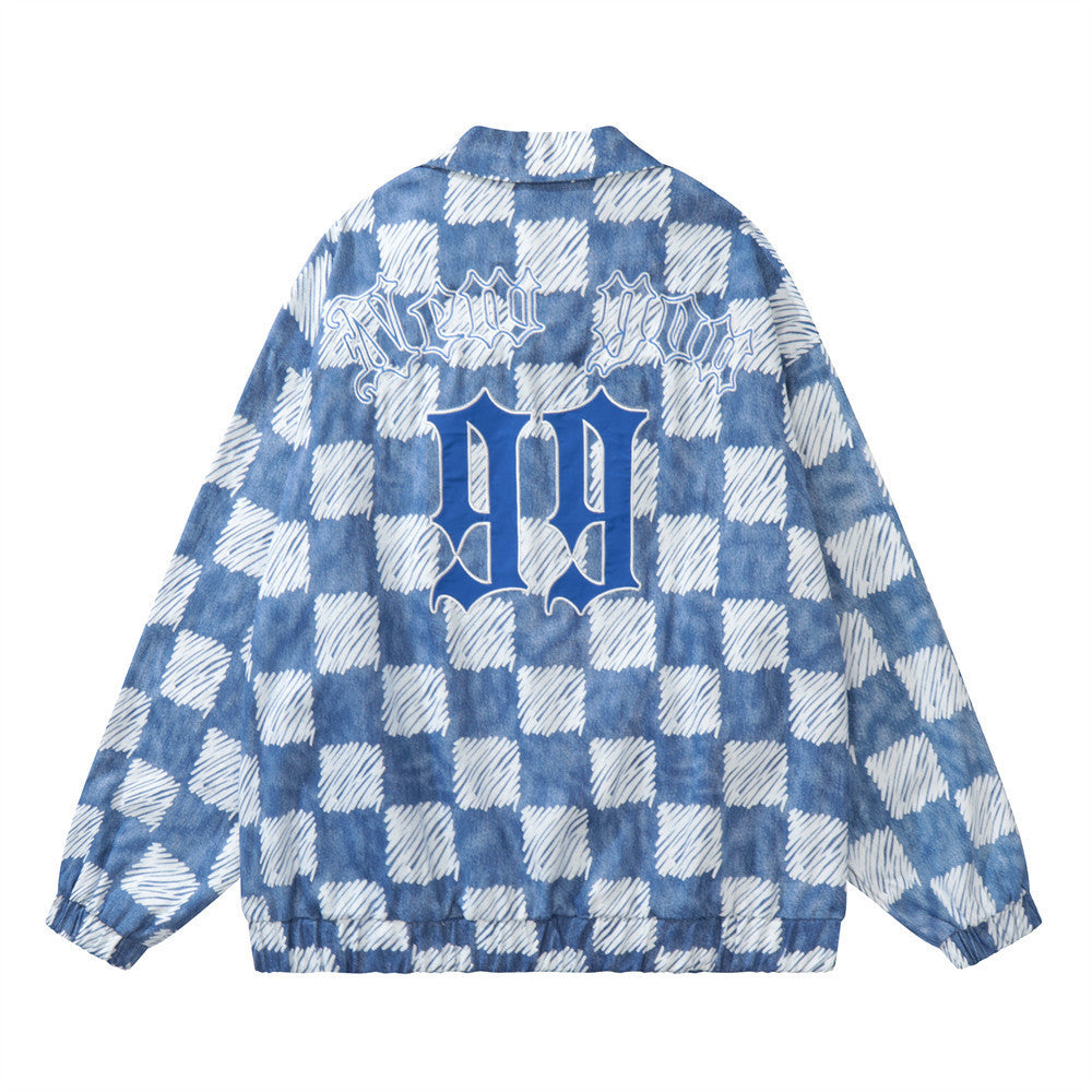 Street Checkerboard Lapel Jacket Men's