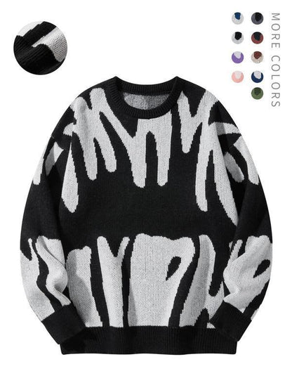 Men's Minimalist Printed Versatile Knit Sweater