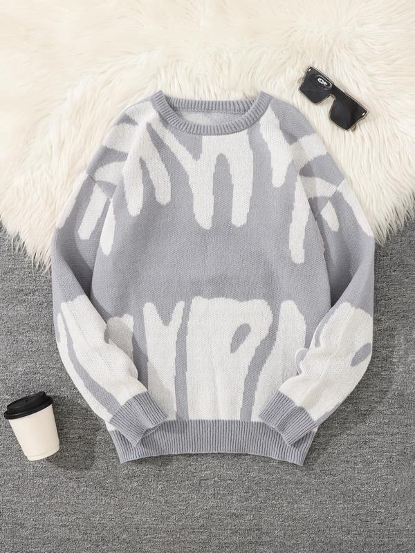 Men's Minimalist Printed Versatile Knit Sweater