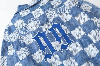 Street Checkerboard Lapel Jacket Men's