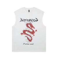 Dragon Print Casual Round Neck Vest For Men