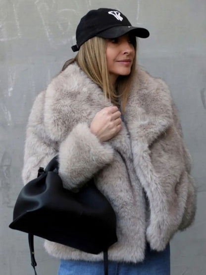 Plush Winter Lapel Coat