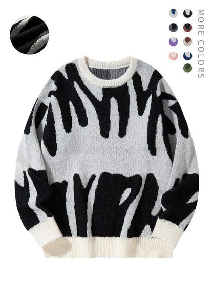 Men's Minimalist Printed Versatile Knit Sweater