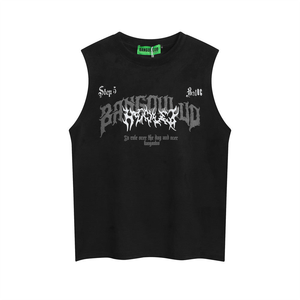 Letter Print Vest Men's All-matching Sleeveless Top