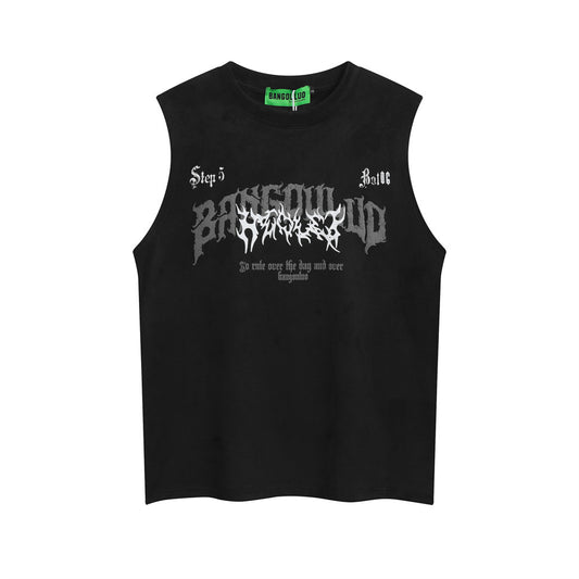 Letter Print Vest Men's All-matching Sleeveless Top