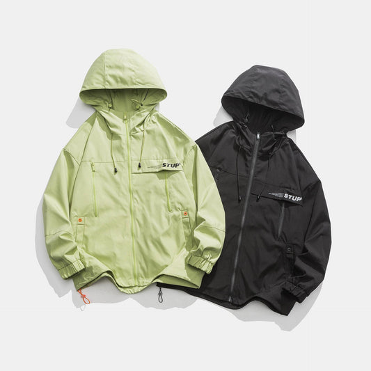 Hooded Jacket Trendy Brand Versatile Casual Pu Handsome Baggy Coat