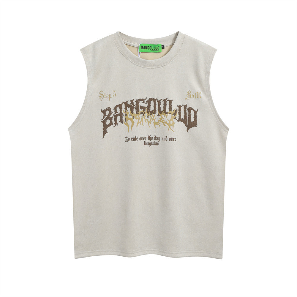 Letter Print Vest Men's All-matching Sleeveless Top