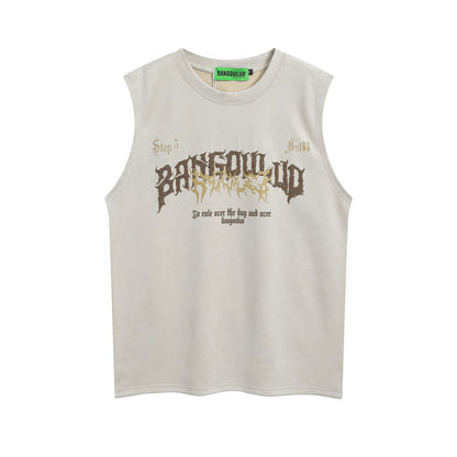 Letter Print Vest Men's All-matching Sleeveless Top