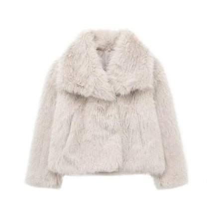 Plush Winter Lapel Coat