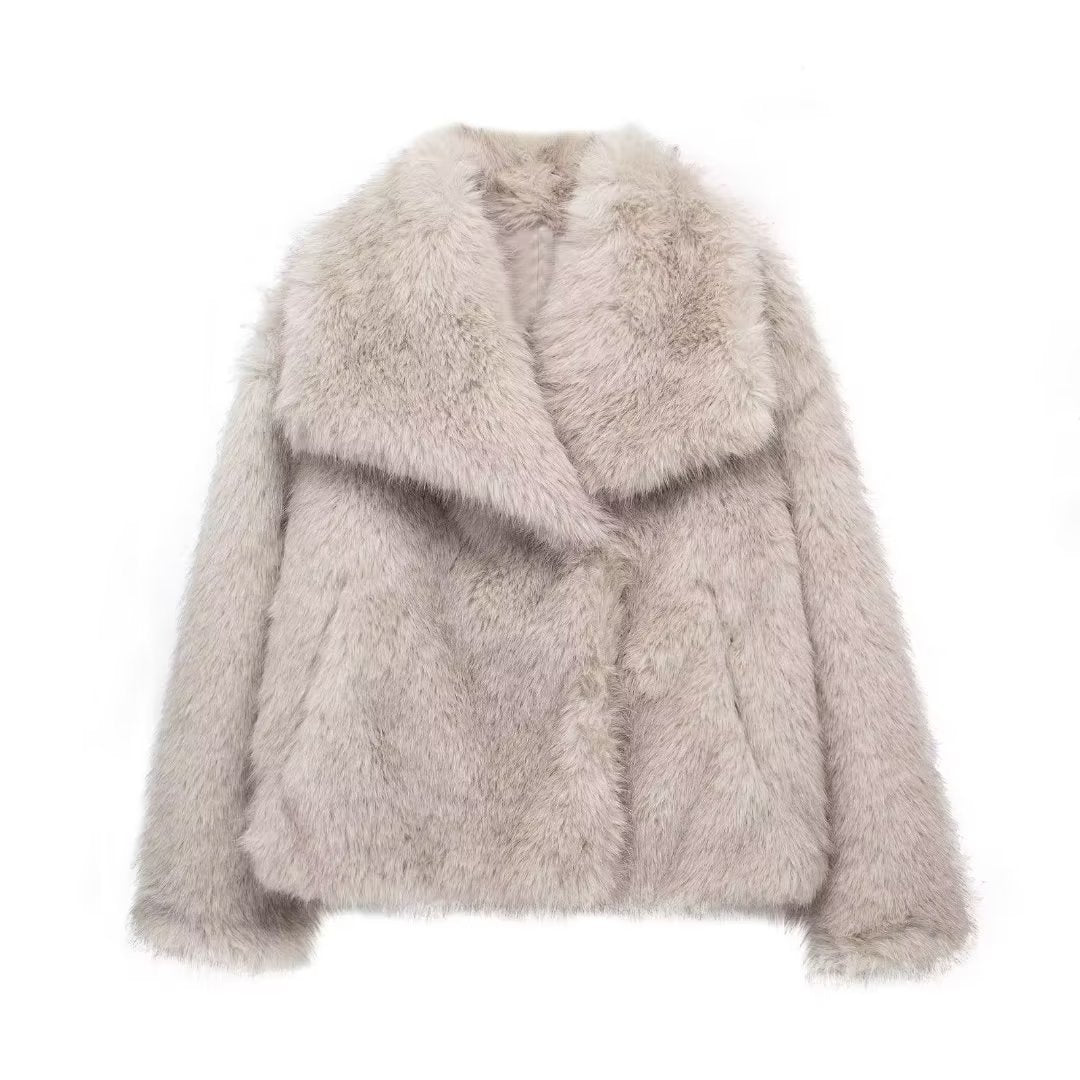 Plush Winter Lapel Coat