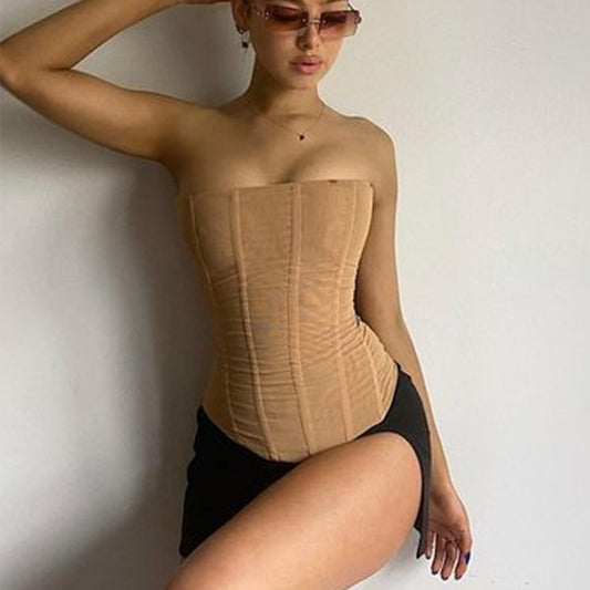 Mesh Corset Tube Top