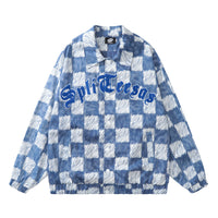 Street Checkerboard Lapel Jacket Men's